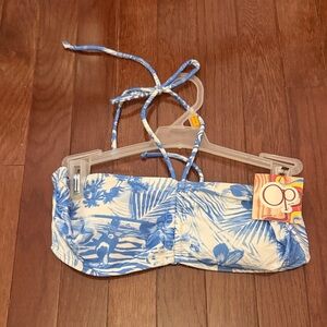 OP Blue and White Bikini Top